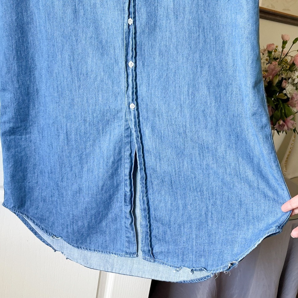 Frank & Eileen Rory Denim Maxi Shirt Dress Blue Indigo Relaxed Large Euc — image 3 of 8